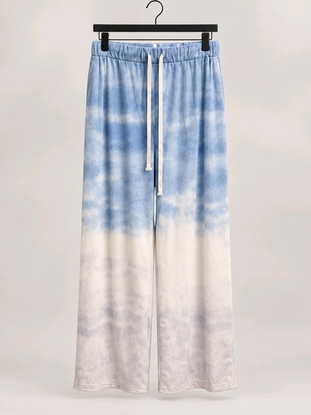 Tie-Dye Wide Leg Lounge Pants in Blue and White
